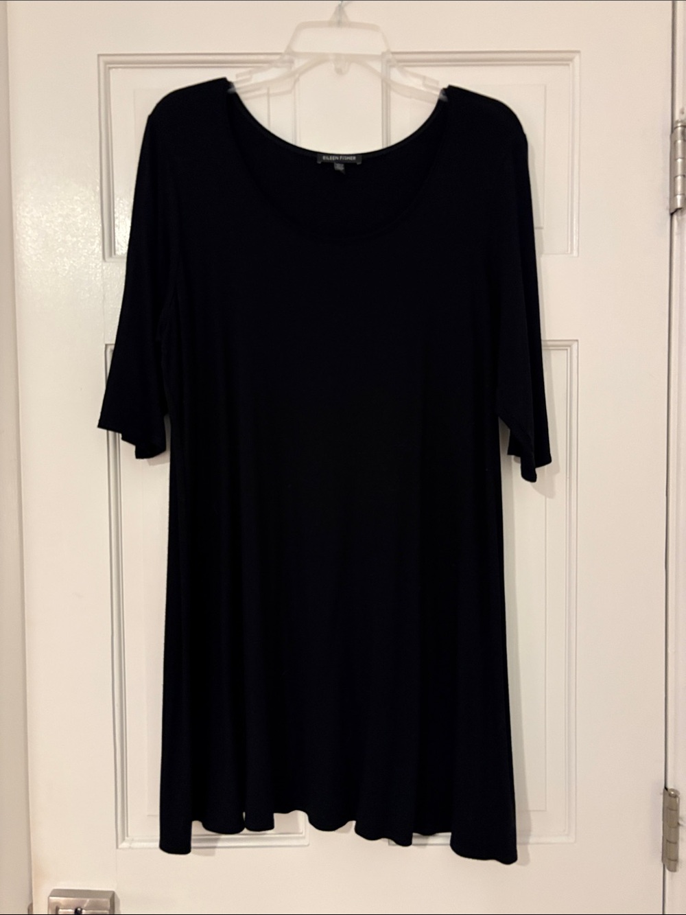 Eileen Fisher Black Scoop Neck 3/4 Sleeve Tunic/Dress